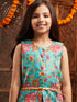Pspeaches Girls Floral Printed Regular Gotta Patti Kurti With Dhoti Pants (DH-GREENORANGE)