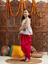 Pspeaches Girls Grey & Red Floral Printed Gotta Patti A-Line Kurti with Dhoti Pants (DH-GREYFLORAL)