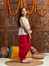 Pspeaches Girls Grey & Red Floral Printed Gotta Patti A-Line Kurti with Dhoti Pants (DH-GREYFLORAL)