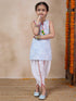 Girls Floral Printed Tie-Up Neck Straight Kurta With Dhoti Pants (DH-GREYWHITE)