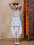 Girls Floral Printed Tie-Up Neck Straight Kurta With Dhoti Pants (DH-GREYWHITE)