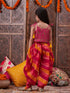 Pspeaches Girls Floral Printed Shoulder Straps Top With Dhoti Pants (DH-MAGENTABROCADE)