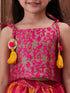 Pspeaches Girls Floral Printed Shoulder Straps Top With Dhoti Pants (DH-MAGENTABROCADE)