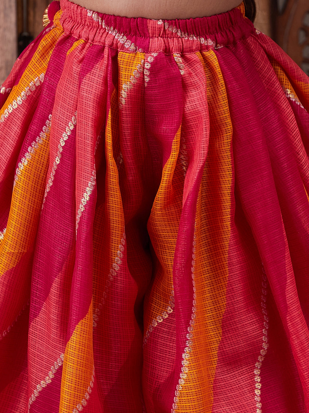 Pspeaches Girls Floral Printed Shoulder Straps Top With Dhoti Pants (DH-MAGENTABROCADE)