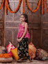 Pspeaches Girls Ethnic Motifs Printed One Shoulder A-Line Top With Dhoti Pants (DH-MAGENTAKOTA)