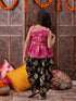 Pspeaches Girls Ethnic Motifs Printed One Shoulder A-Line Top With Dhoti Pants (DH-MAGENTAKOTA)