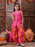 Pspeaches Girls Mirror Work Dupion Silk Straight Kurti With Dhoti Pants (DH-MAGENTAPATRA)