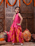 Pspeaches Girls Mirror Work Dupion Silk Straight Kurti With Dhoti Pants (DH-MAGENTAPATRA)