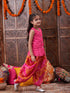 Pspeaches Girls Mirror Work Dupion Silk Straight Kurti With Dhoti Pants (DH-MAGENTAPATRA)