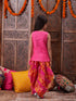 Pspeaches Girls Mirror Work Dupion Silk Straight Kurti With Dhoti Pants (DH-MAGENTAPATRA)
