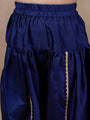 Girls Anarkali Round Neck Sleeveless Kurta With Dhoti Pants Jacket (DH-MUSTARDBLUECHANDERI)