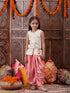 Pspeaches Girls Striped Pure Cotton Kurti With Dhoti Pants (DH-OFFWHITELUREX)