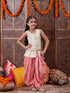 Pspeaches Girls Striped Pure Cotton Kurti With Dhoti Pants (DH-OFFWHITELUREX)