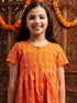 Pspeaches Girls Printed Regular Kurta With Dhoti Pants (DH-ORANGEDOBBY)