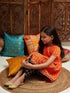 Pspeaches Girls Printed Regular Kurta With Dhoti Pants (DH-ORANGEDOBBY)