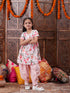 Pspeaches Girls Floral Printed Regular Kurta With Dhoti Pants (DH-PEACHROSE)