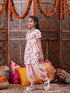 Pspeaches Girls Floral Printed Regular Kurta With Dhoti Pants (DH-PEACHROSE)
