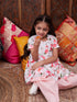 Pspeaches Girls Floral Printed Regular Kurta With Dhoti Pants (DH-PEACHROSE)