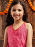 Pspeaches Girls Embroidered Regular Mirror Work Kurta With Dhoti Pants (DH-PINKPATRA)
