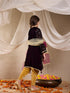 Pspeaches Girls Floral Embroidered Velvet Kurta With Dhoti Pants & Dupatta (DH-PURPLEVELVET)