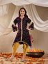 Pspeaches Girls Floral Embroidered Velvet Kurta With Dhoti Pants & Dupatta (DH-PURPLEVELVET)