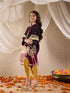 Pspeaches Girls Floral Embroidered Velvet Kurta With Dhoti Pants & Dupatta (DH-PURPLEVELVET)
