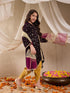 Pspeaches Girls Floral Embroidered Velvet Kurta With Dhoti Pants & Dupatta (DH-PURPLEVELVET)