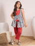Girls Floral Printed A-Line Kurti with Dhoti Pants (DH-REDFOILDHOTI)