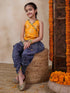 V Neck Sleeveless Printed Top Dhoti Pant Clothing Set (DH-YELLOWBLUEBANDHNI)