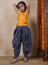 V Neck Sleeveless Printed Top Dhoti Pant Clothing Set (DH-YELLOWBLUEBANDHNI)