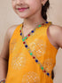 V Neck Sleeveless Printed Top Dhoti Pant Clothing Set (DH-YELLOWBLUEBANDHNI)
