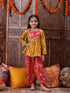 Pspeaches Girls Floral Printed Pure Cotton A-Line Kurti With Dhoti Pants (DH-YELLOWJAAL)