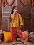 Pspeaches Girls Floral Printed Pure Cotton A-Line Kurti With Dhoti Pants (DH-YELLOWJAAL)