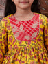 Pspeaches Girls Floral Printed Pure Cotton A-Line Kurti With Dhoti Pants (DH-YELLOWJAAL)