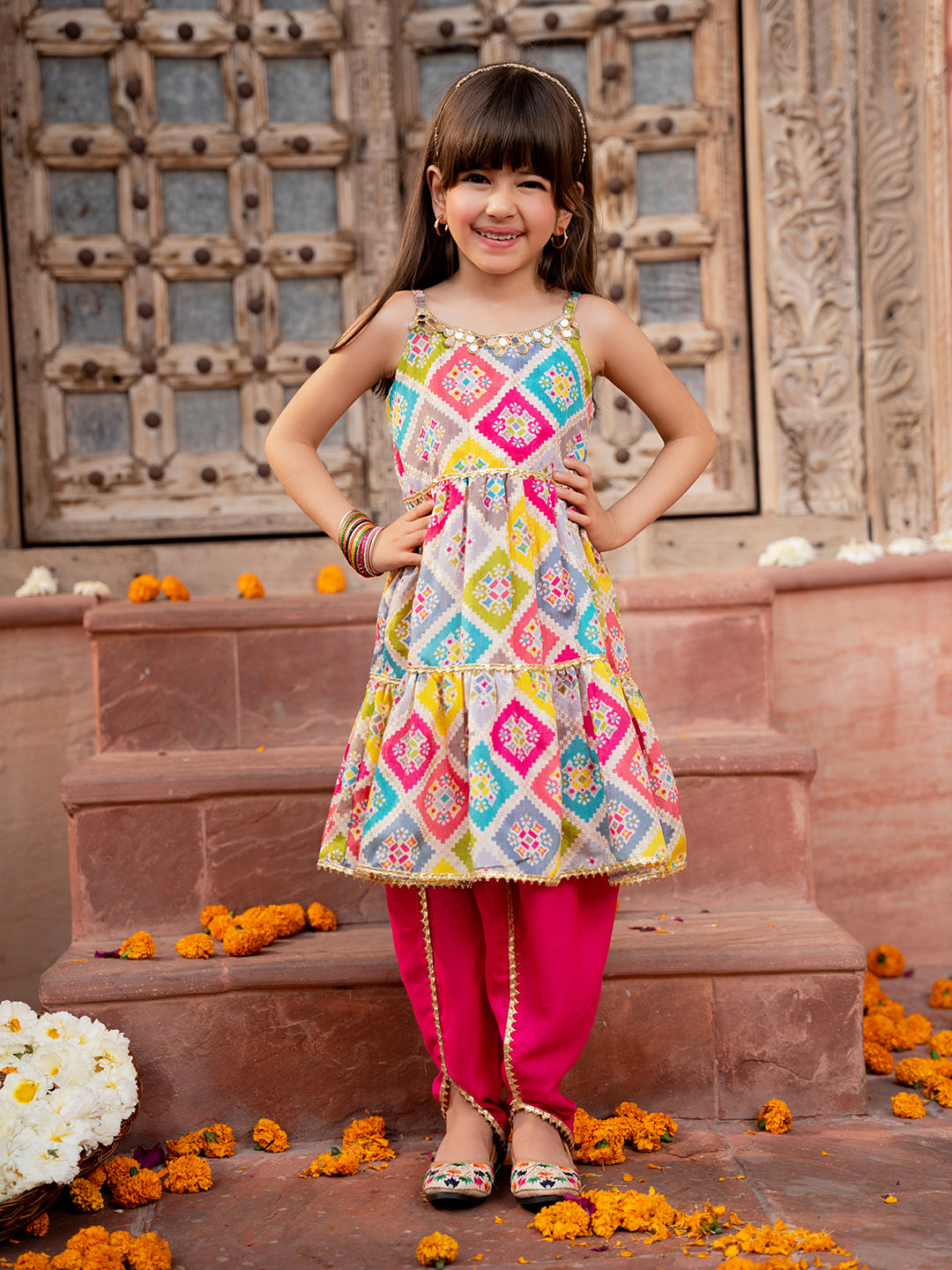 Pspeaches 2-Piece Multi Color Silk Kurta & Cotton Dhoti (DH25007602)