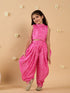 3-Piece Magenta Embroidery Dhoti, Kurta And Shrug (DH25013308)