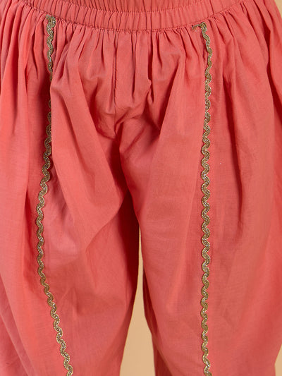 2-Piece Coral Embroidery Kurta And Dhoti Set (DH25013509)