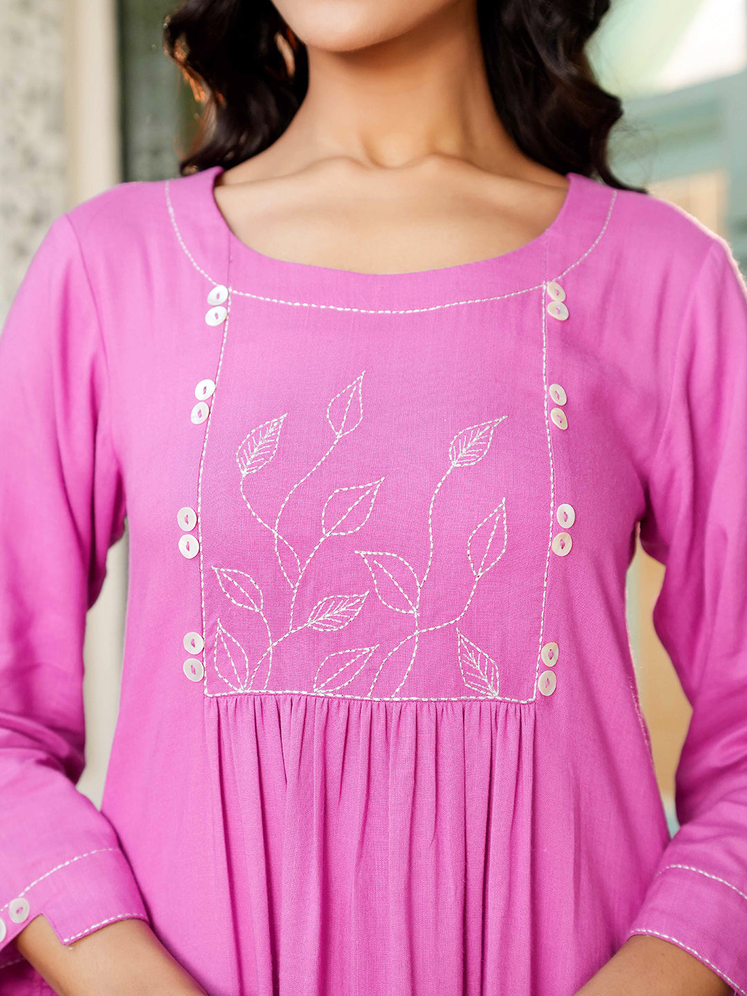 Lilac Blush Embroidered Rayon Kurta Set
