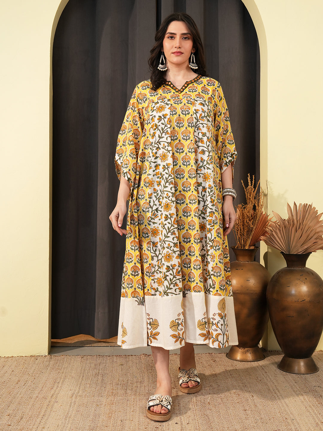 Printed Cotton A-Line Dress