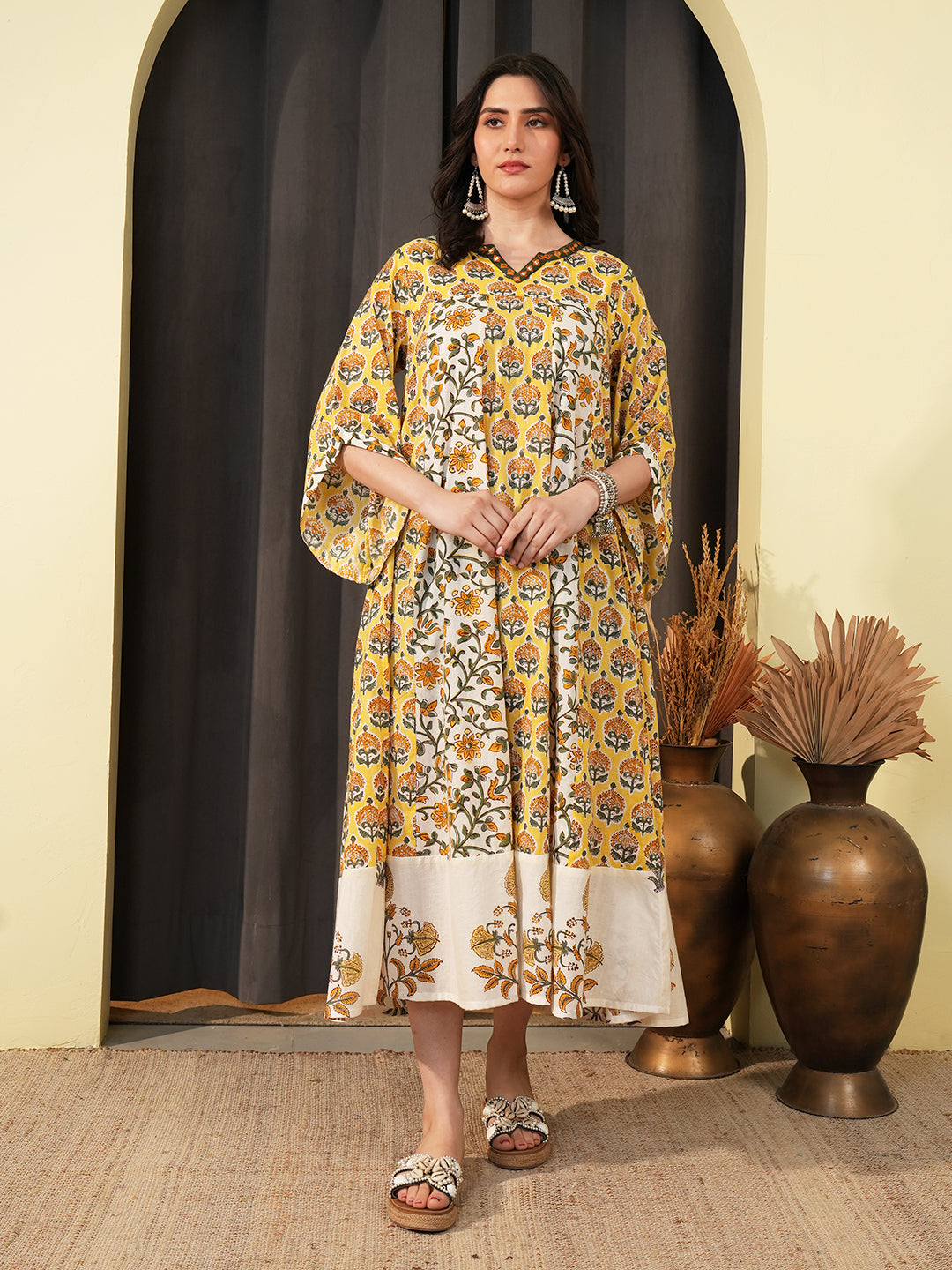 Printed Cotton A-Line Dress