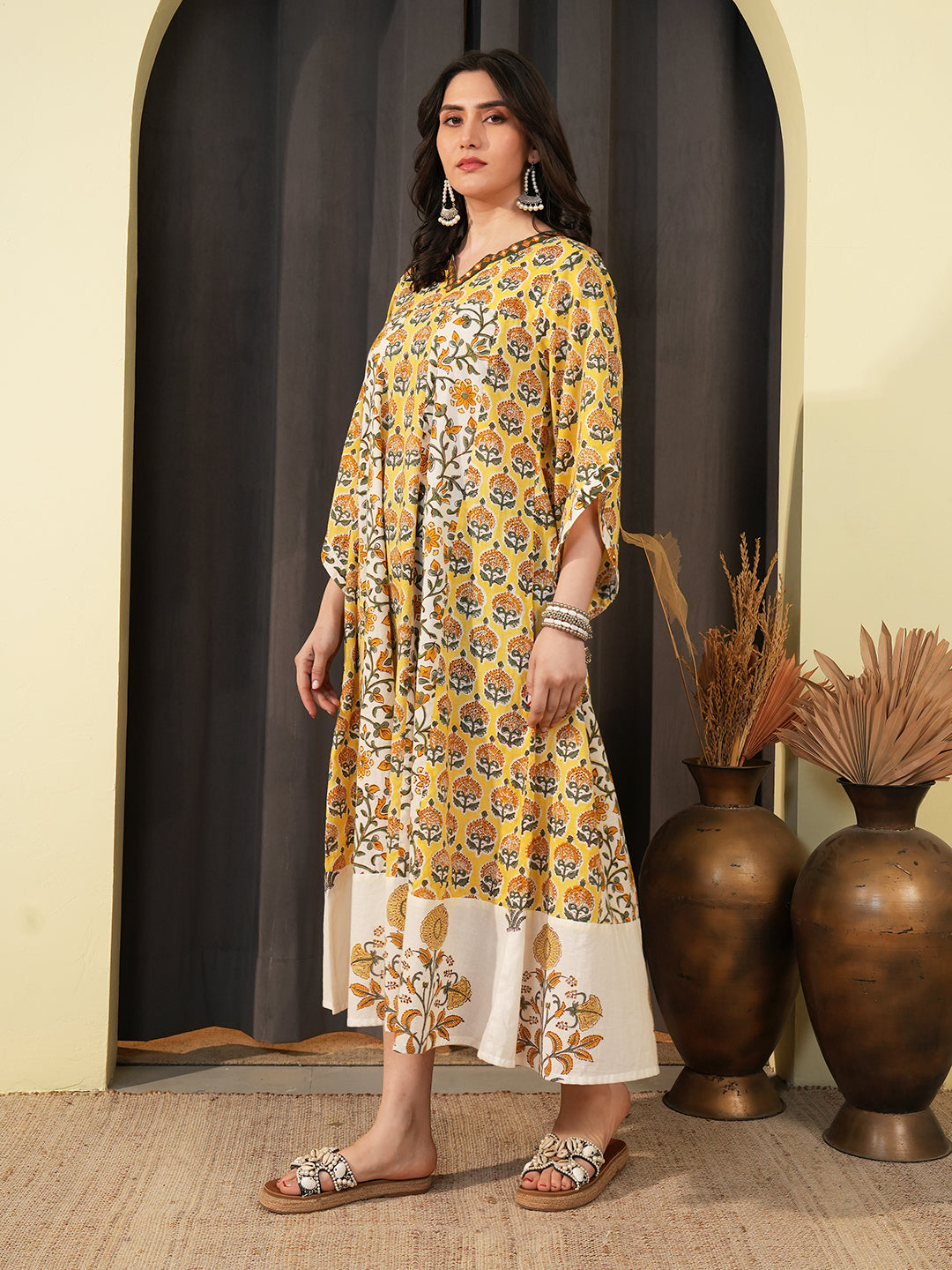 Printed Cotton A-Line Dress