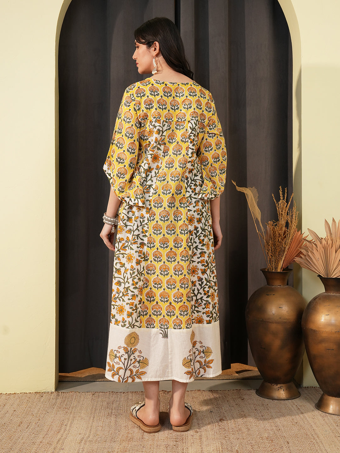 Printed Cotton A-Line Dress