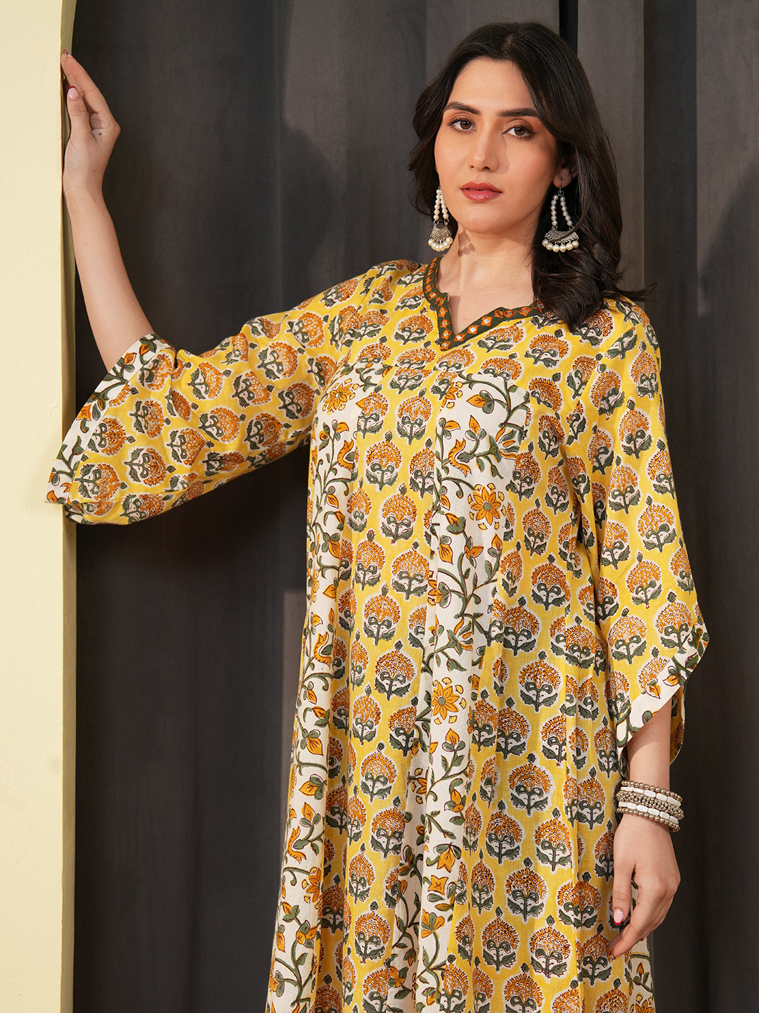 Printed Cotton A-Line Dress