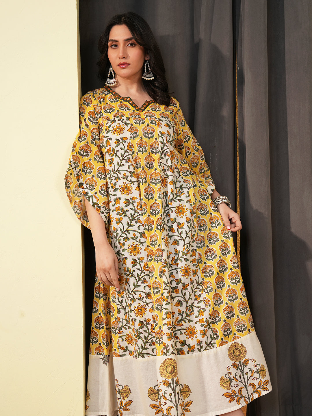Printed Cotton A-Line Dress