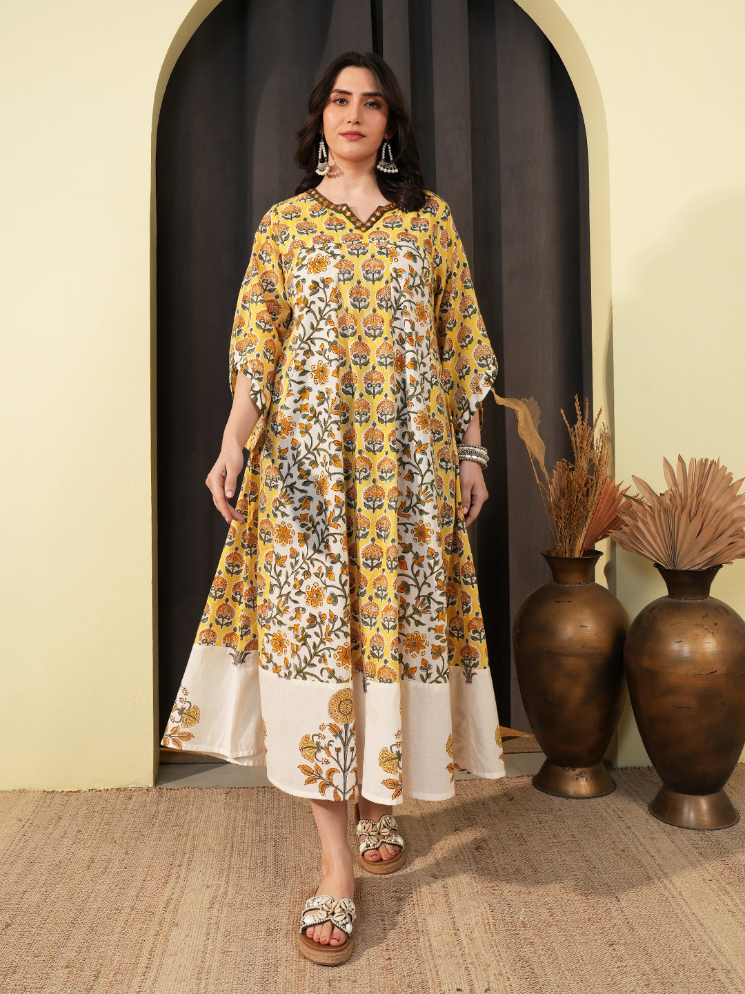Printed Cotton A-Line Dress