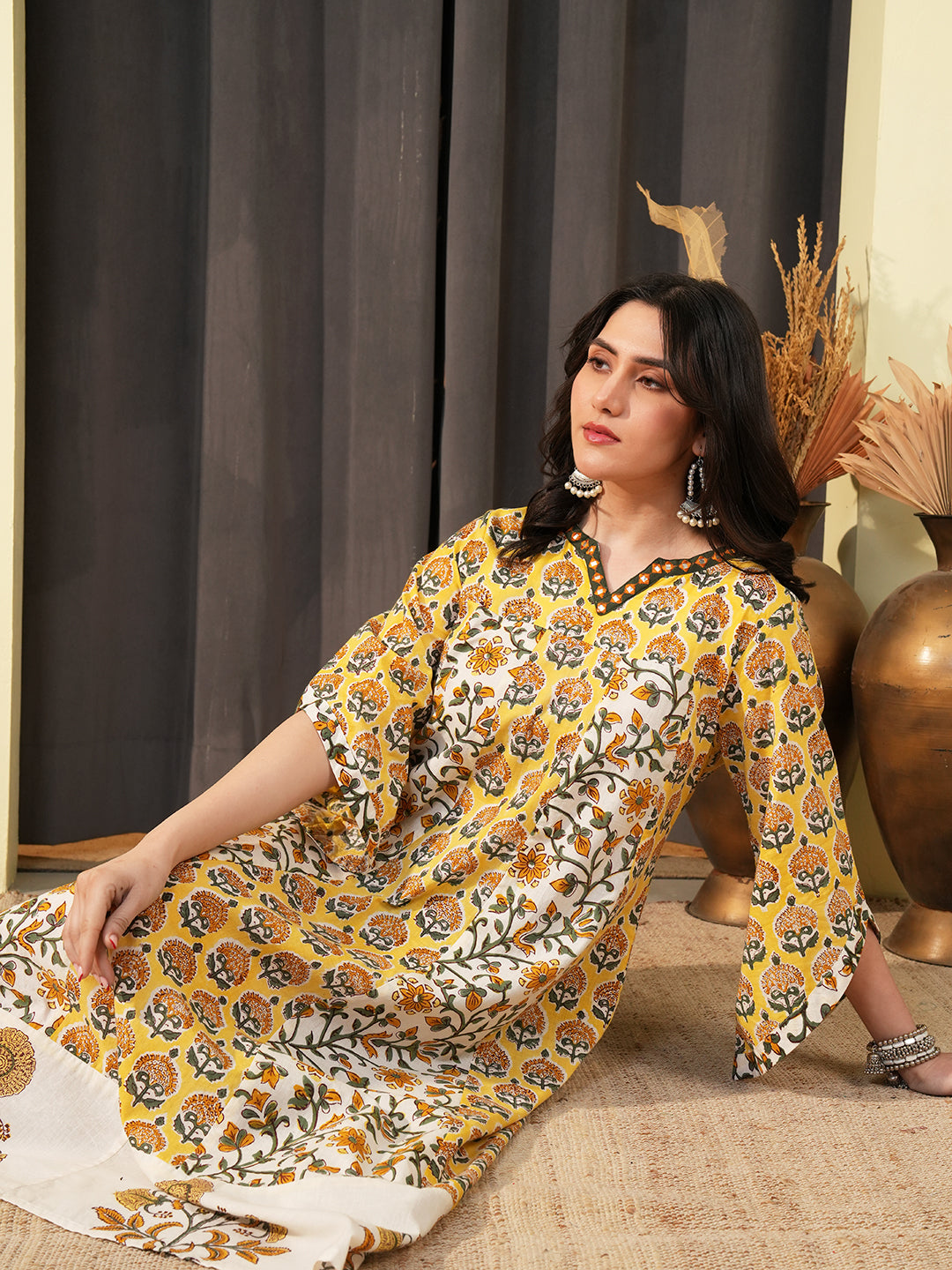 Printed Cotton A-Line Dress