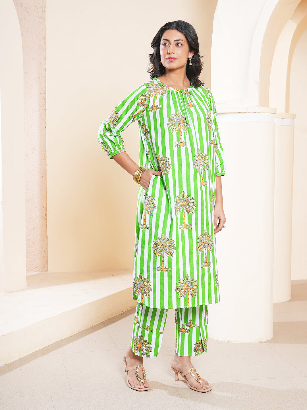 Floral Printed Cotton Co-ord Set with Matching Pants for Women