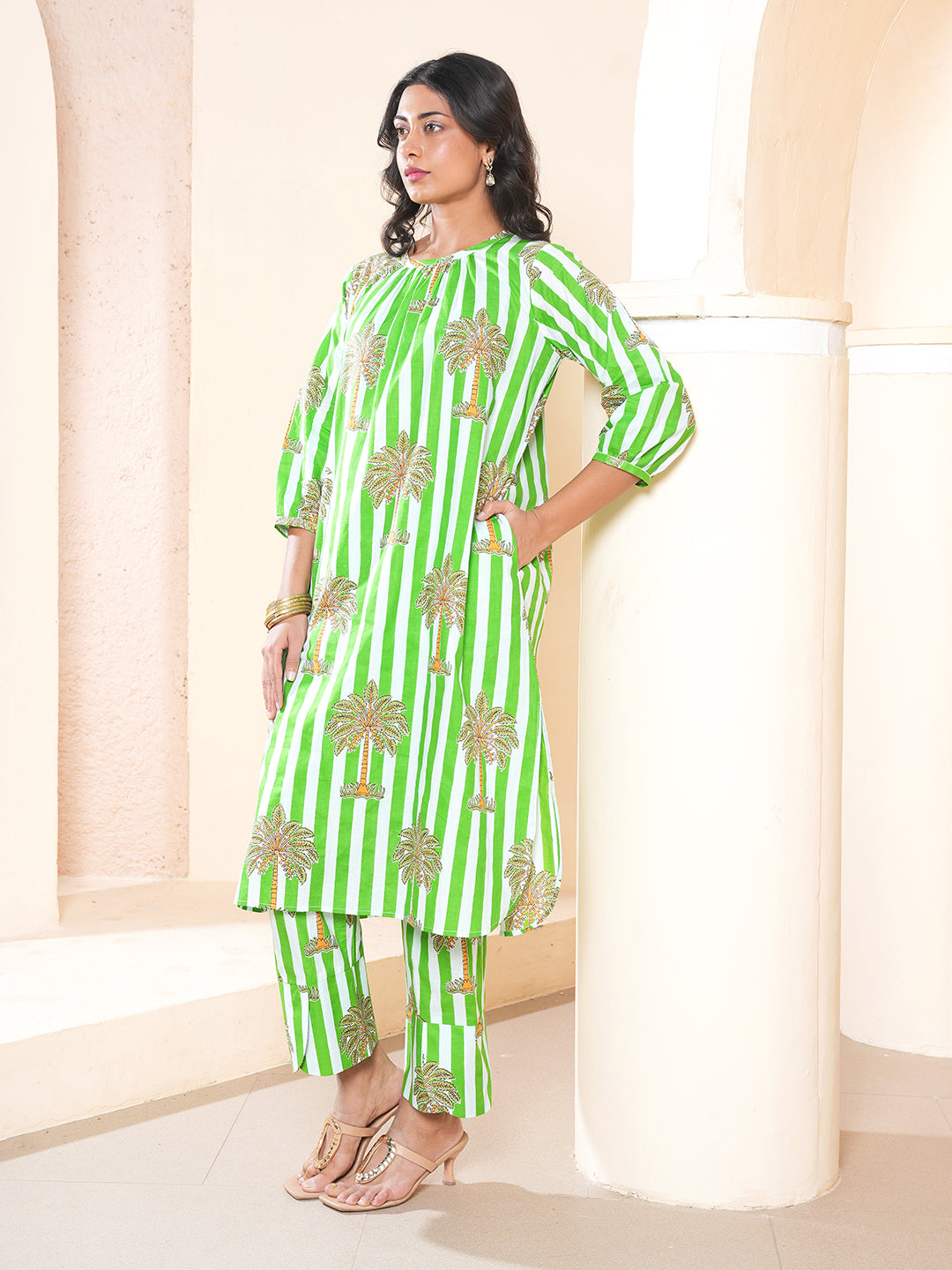 Floral Printed Cotton Co-ord Set with Matching Pants for Women
