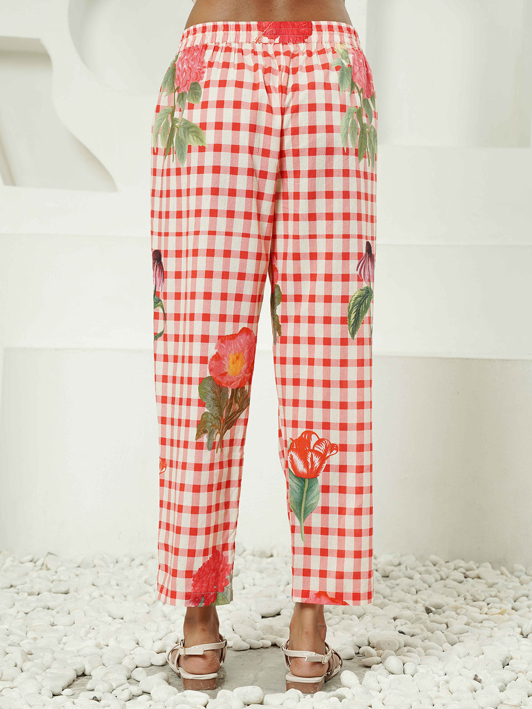 Red Floral Check Cotton Co-ord Set