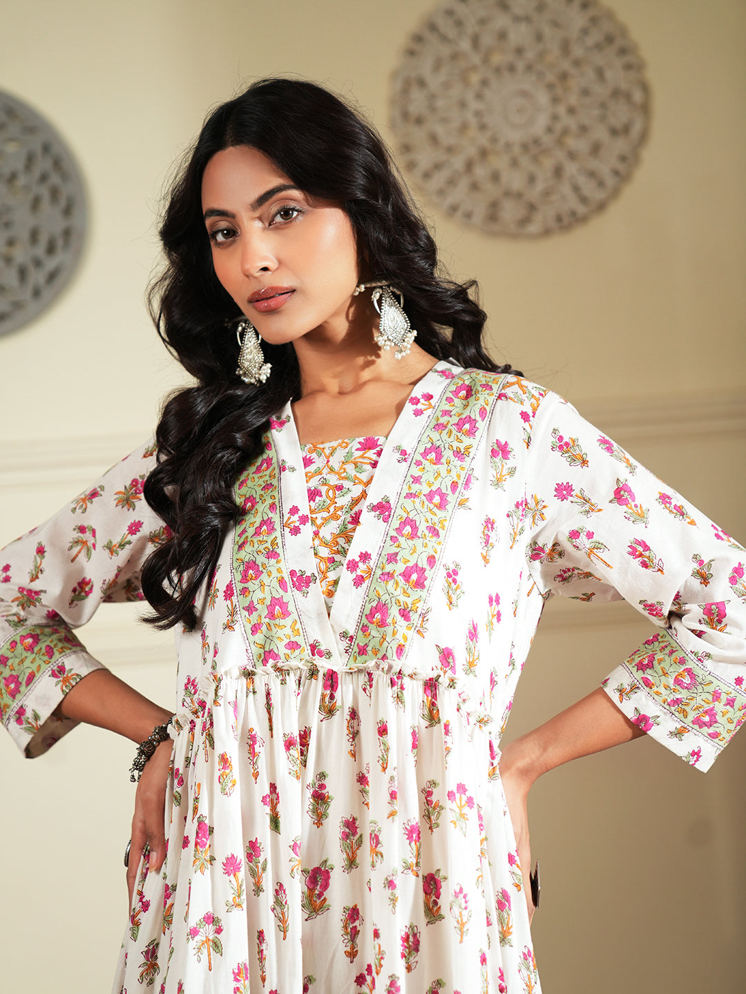 Floral Print layered cotton dress